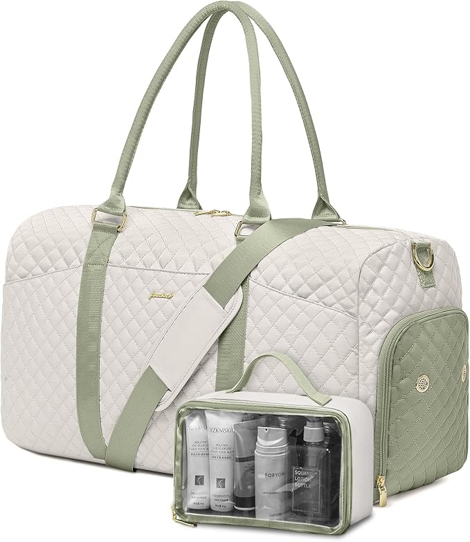 Women Weekender Travel Duffle Bag: Travel Duffel Overnight Bags with Shoe Compartment Large Carry on Tote with Toiletry Bag Weekend Traveling Yoga Gym Hospital Bag for Women with Wet Pocket by FOCDOD
