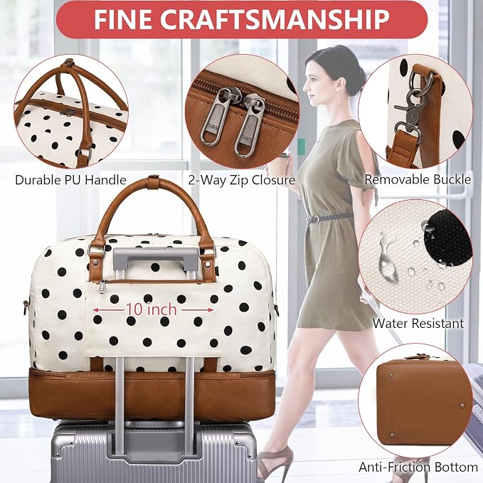 4PCS Weekender Bags for Women Large Overnight Weekend Travel Duffel Bags | Travel Bag Carry-on Tote Hospital Bag with Shoe Compartment Crossbody Toiletry Bag for Travel Business Gym Water Resistant - Image 6