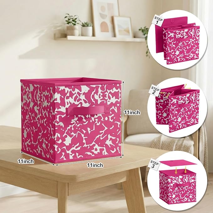 LemonRoad 6 Fabric Cube Storage Bin 11'' Classroom Bin,Rainbow,Classic - Image 2