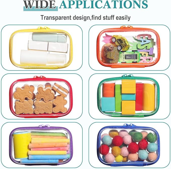 Sanwuta 6 Clear Hard Zipper Case,Assorted Color, 5 x 3 x 2 Inch | Pencil Case Pouches ,Makeup Bag,Plastic Toiletry Diaper Bag ,Travel Toy Storage,Waterproof Organizer Bins - Image 6