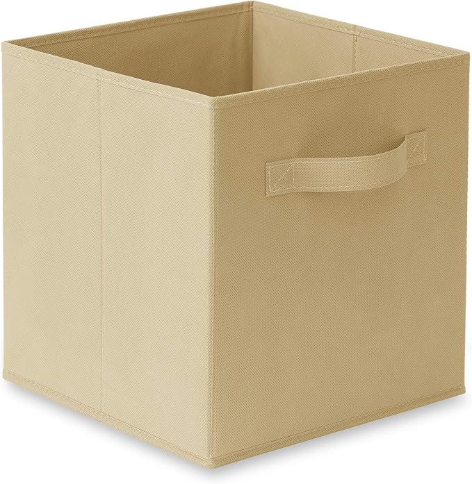 Casafield Set of 12 Collapsible Fabric Cube Storage Bins, Sandy Beige - 11" Foldable Cloth Baskets for Shelves, Cubby Organizers & More - Image 2