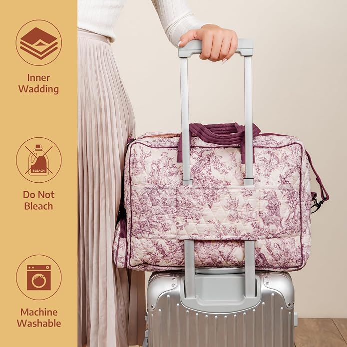Maison d' Hermine Weekender Bags for Women Cotton Quilted Duffel Overnight Luggage Weekend Bag for Men Gym Gifts Travel | Overnight Luggage Weekend Bag for Men Gym Sports Gifts Duffle bag Business Travellers Trip Spring Summer - Image 8