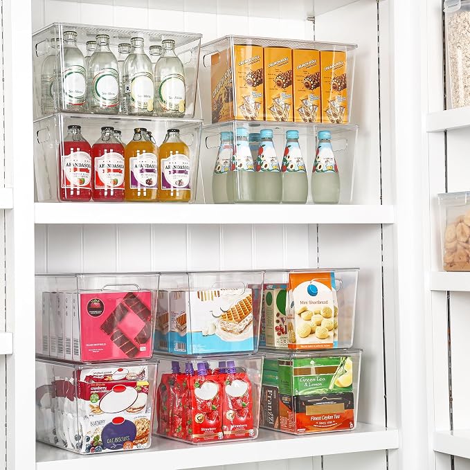 Vtopmart 8 Pack Clear Stackable Storage Bins with Lids and Handles, XLarge | BPA-free Plastic, Organize Vertically, For Pantry Kitchen Fridge Cabinet Closet Bathroom, Built to Last, Easy to Move - Image 4