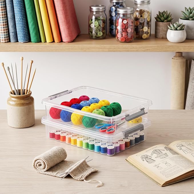Citylife 6Qt 4Packs Clear Craft Organizers and Storage BOX, Sensory Bins | Stackable Board Game Storage Bins with Lids for Art Supplies, Paper, Puzzle, Tools, Home, Office, School Supplies - Image 8