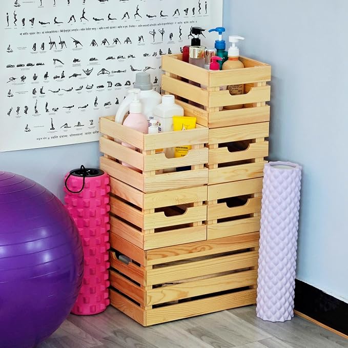 Wooden Crates, Set of 4 for Storage, Milk Crate, Wine Box, Toy Bin, Display Decor, and Camping, 12.2 Inch Sturdy Multi-Purpose Wood Boxes. - Image 6