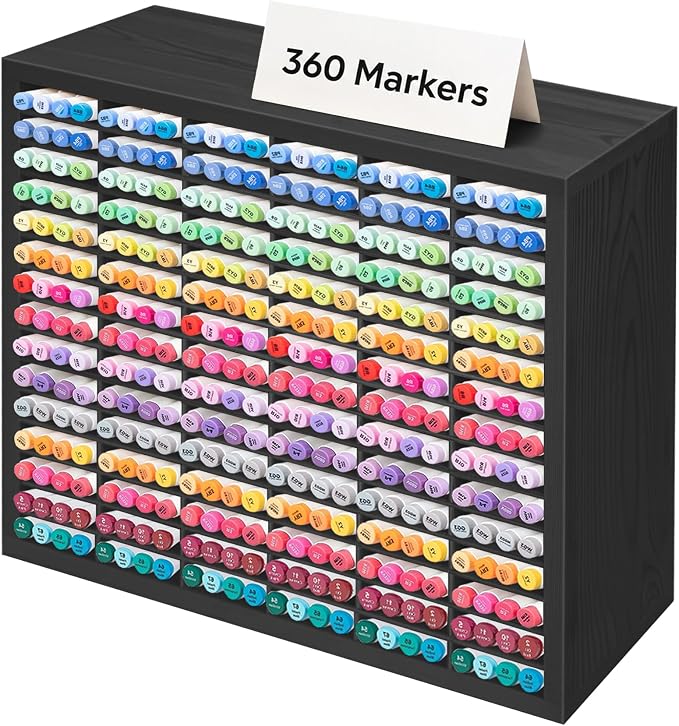 PROLEE Markers Organizer with 90 Compartments for 360 Marker Storage Art Pens Storage Rack,Watercolor Brushes Pens Alcohol Marker Holder for Desk Organizer by Hamstercages