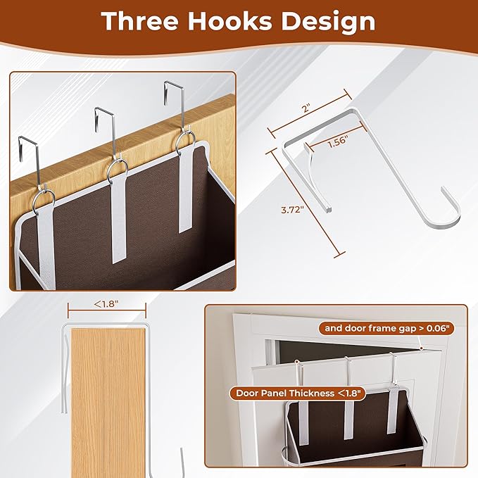 2 Pack 5 Tier Over The Door Organizer Space-Saving Storage for Any Room | Brown Hanging Closet Organizer with 10 Mesh Pockets and Clear Windows, Closet Organizers and Storage for Bathroom, Bedroom - Image 4