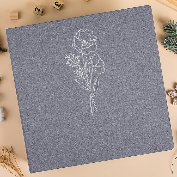 Lanpn Scrapbook Photo Album 12x12 2 Packs, Linen Cover Archival Acid Free Top Load 3 Ring Binder Folder Photo Book 12 x 12 with 30 Plastic Sleeves 60 Pages Grey - Image 6