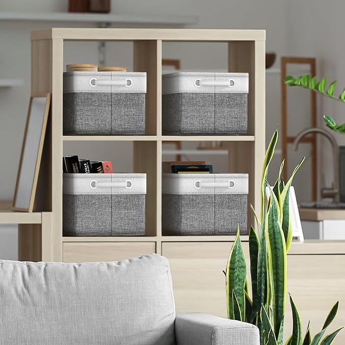 Sorbus Fabric Storage Bins for Shelves - 15 Inch Sturdy Collapsible Storage Bins with 2 Handles, Foldable Baskets for Organizing Home, Closets, Shelf, Toys, Clothes, Large Decorative Storage Baskets - Image 3
