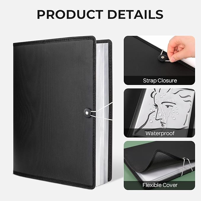 Nicpro 11"x17" Art Portfolio, 30 Pockets Display 60 Pages Art Portfolio Folder with Clear Plastic Sleeves, Artwork Storage Presentation Book for Artists, Painting Carrier Case - Image 5