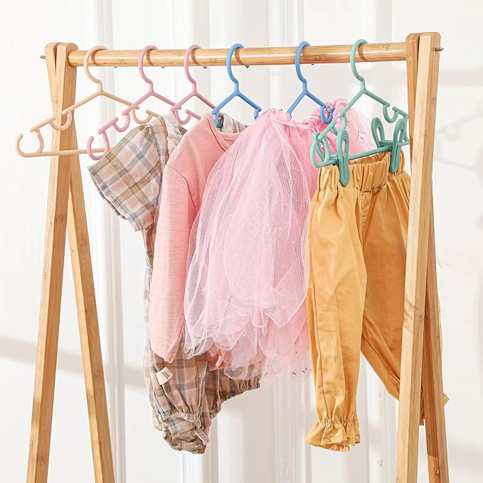 Hsei Baby Hanger with Clip for Pant,120 Packs Total,Morandi Color,10.6 Inch | 40 Kids Plastic Hanger with 80 Clips for Newborn, Nursery, Daycare, Preschool, Closet, Wardrobe Organizer for Baby Shower - Image 5