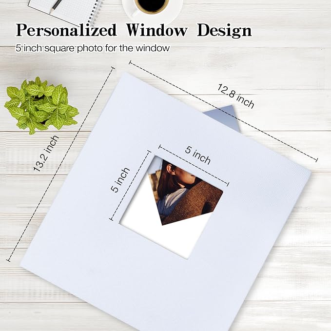 potricher Large Self Adhesive Photo Album 40 Pages, Linen cover, White | Photo Album Self Adhesive 4x6 5x7 8x10 Pictures, Linen Cover DIY Scrapbook Albums for Family, Wedding, Baby, Anniversary - Image 2
