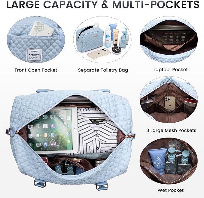 LOVEVOOK Travel Duffle Bag,Weekender Bags for Women with Shoe Compartment，Carry on Overnight Bag with Toiletry Bag,Gym Duffel Bag with Wet Pocket, Hospital Bags for Labor and Delivery - Image 3
