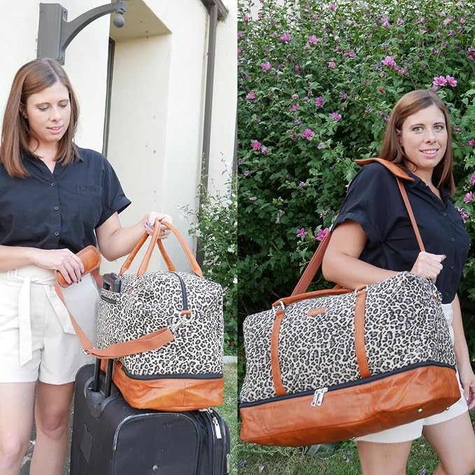 Weekender Bags for Women, 21" Travel Duffle Bag with Shoe Compartment | 3PCS Carry On Overnight Large Duffel Bag with Crossbody Bag and Toiletry Bag for Weekend Travel Gym Hospital Business Trip - Image 7