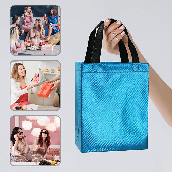 BLEWINDZ 100 Medium Reusable Gift Bags with Handles - Ideal Party Favors & Shopping Bags (10 Colors) - Image 3