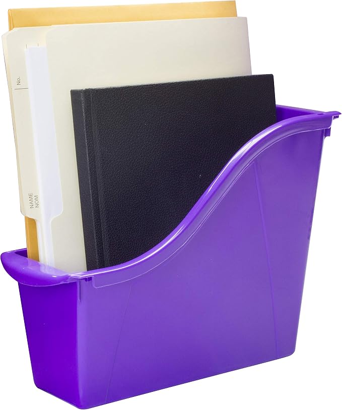 Storex Small Book Bin, Linking Storage Bins, Dry Erase Surface, 11.75" x 8.5" x 4.5", Violet, 6-Pack - Image 11