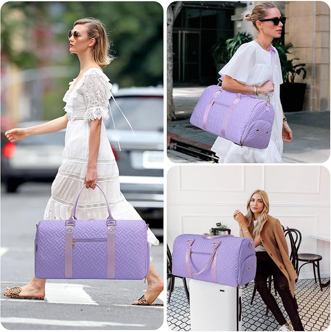 Duffle Bag for Travel, Weekender Bag with Shoe Compartment, Carry On Overnight Bag for Women with Toiletry Bag, Gym Bag with Wet Pocket, Hospital Bags for Labor and Delivery Beige - Image 6