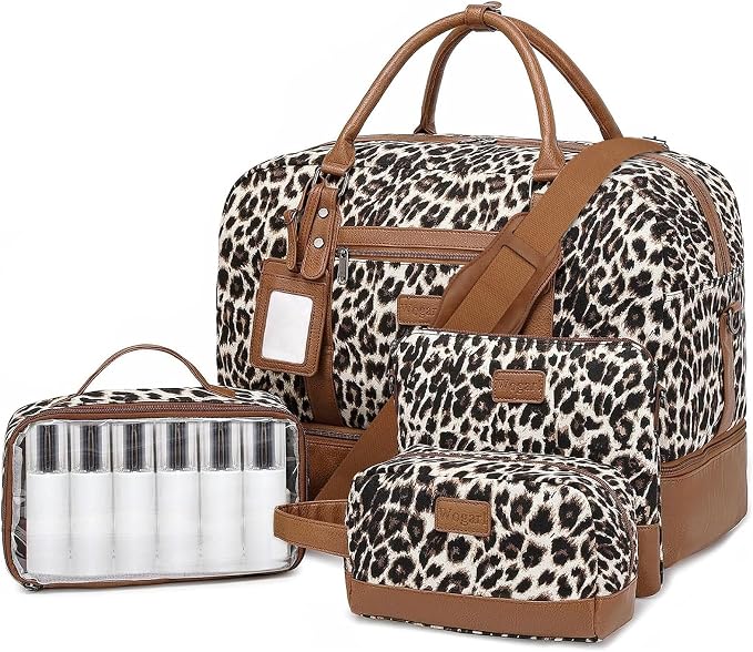 4PCS Weekender Bags for Women Large Overnight Weekend Travel Duffel Bags | Travel Bag Carry-on Tote Hospital Bag with Shoe Compartment Crossbody Toiletry Bag for Travel Business Gym Water Resistant by Wogarl