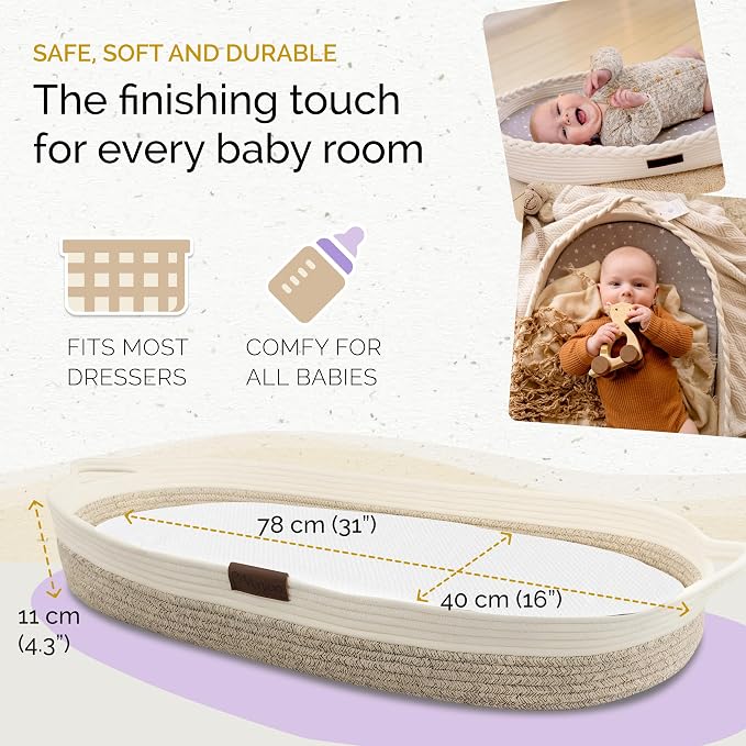 Baby Changing Basket, Portable Diaper Changing Pad, Moses Basket for Newborns, Changing Table Topper for Baby Nursery, Waterproof Travel Pad Cover - Image 5