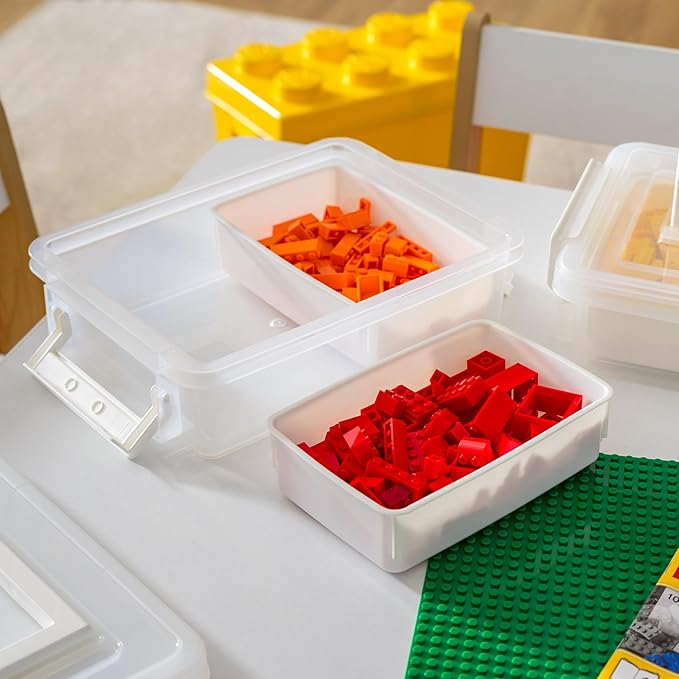 IRIS USA 1 Qt. Plastic Storage Bins with Lids, 4 Pack, Craft Storage Container, Sensory Bin, Organizing Containers for Home, Office & Art Supplies, Stackable, White - Image 4