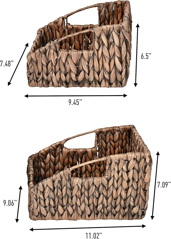 happimess Havanah 2-Piece Slanted Pantry Baskets Hyacinth 11", Brown | Southwestern Style, Hand-Woven Design, Nesting Storage, Built-In Handles, Iron Frame, Decorative Containers - Image 2