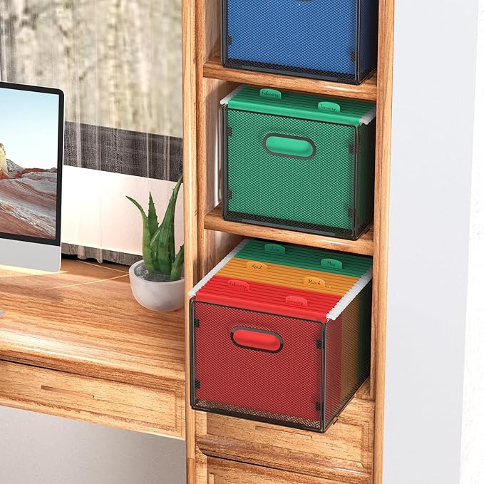 samstar Hanging File Organizer, Mesh File Folder Organizer File Crate File Cabinet Inserts Storage Box, Letter Size - Image 2