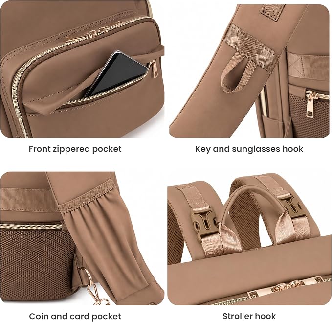 Large Capacity Diaper Bag Backpack with Changing Pad, Waterproof Baby Travel Backpack for Parents-Khaki - Image 7