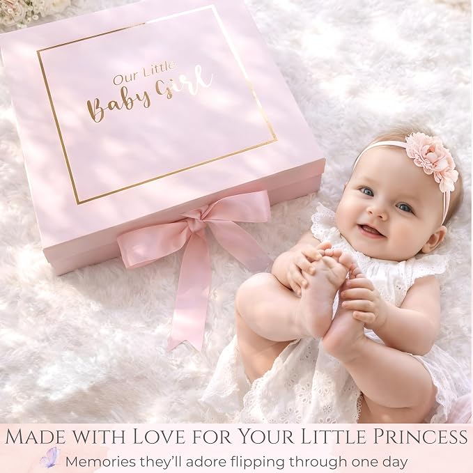Luxury Baby Girl Memory Book Set – Keepsake Journal & Milestone Album from Pregnancy to Age 5 with Premium Gift Box, Storage Pouch & Keepsake Envelope – Baby Shower & Newborn Gift - Image 10