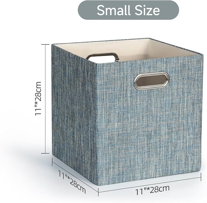 Posprica Storage Boxes, Foldable Organiser Cube Basket Bin, Thick and Heavy Duty (28×28×28cm/4pcs, Teal) - Image 2