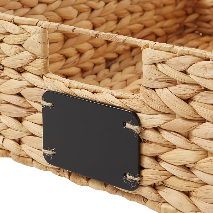 Casafield Set of 4 Water Hyacinth Pantry Baskets, 10" x 13" x 5", with Chalkboard Labels and Chalk Marker - Natural, Woven Storage Bin Organizers for Kitchen Shelves - Image 5