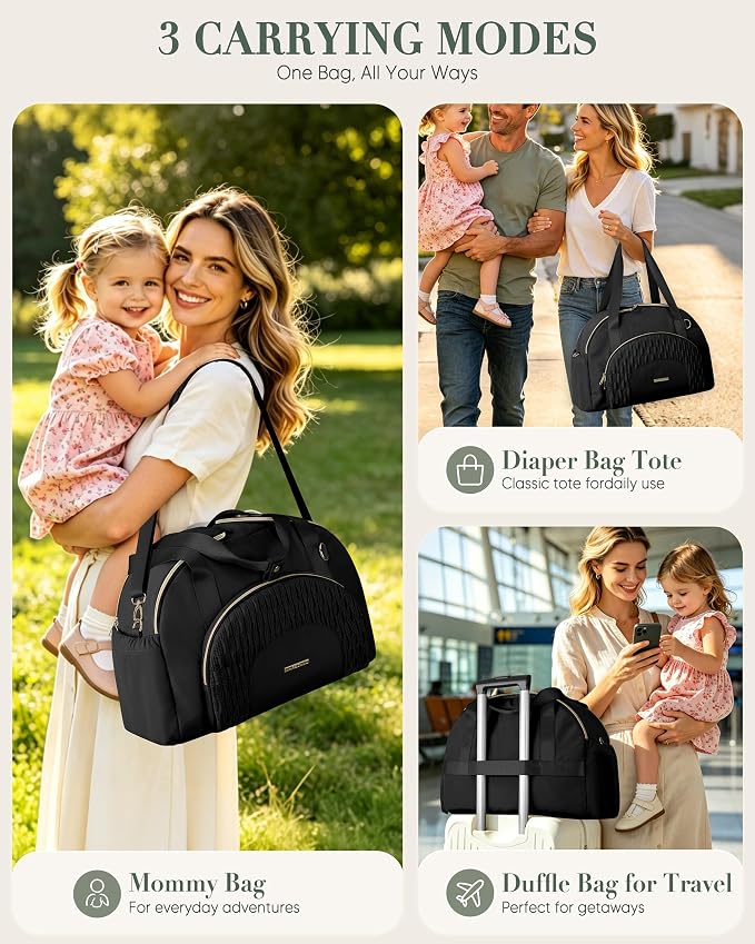 Marscamd Diaper Bag Tote with Changing Pad, Dual Inner Compartments | Large Crossbody Diaper Bags for Travel with Insulted Bottle Pockets, Luggage sleeve, Mommy Bag for Hospital - Image 6