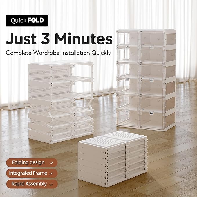 ANTBOX Foldable Shoe Rack,Shoe Organizers for Closet Plastic Shoe Storage Box Space Saving For Entryway, Large Sturdy Stackable Sneaker Cabinet Bins With Magnetic Clear Door 4 Tiers 8 Pairs - Image 3