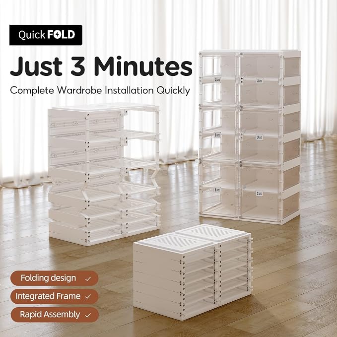 ANTBOX Collapsible Shoe Boxes Clear Plastic Stackable, Quick Setup Drop Front Shoe Organizer, Display Storage Cabinet for Sneakers10 Tiers 20 Pairs - Image 5
