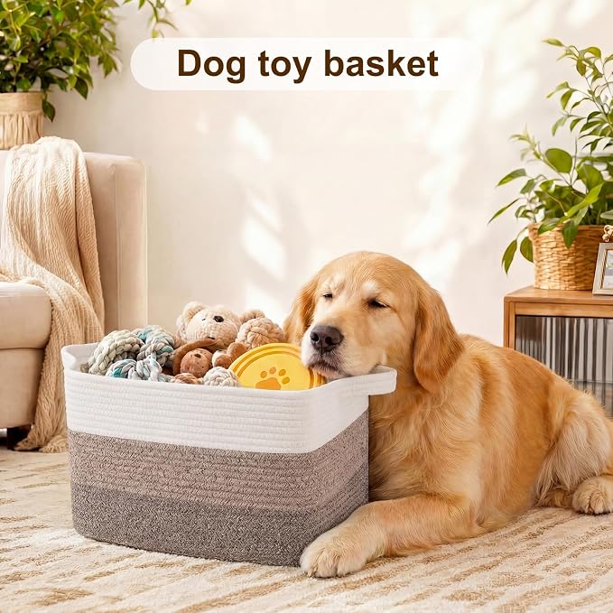 OIAHOMY Storage Basket, Woven Baskets for Storage, Cotton Rope Basket for toys,Towel Baskets for Bathroom - Pack of 3, Gradient Yellow - Image 5