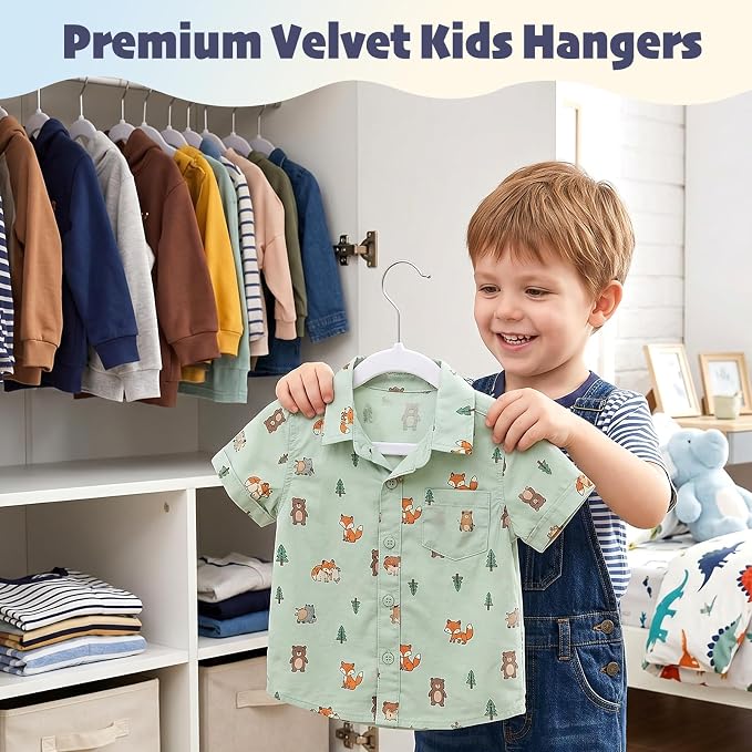 HOUSE DAY 11 Inch Velvet Baby Hangers 50 Pack, Premium Kids Hangers White | Durable Non Slip Small Baby Felt Hanger for Children Closet, Infant & Toddler Clothes, Ideal for Everyday Use - Image 2