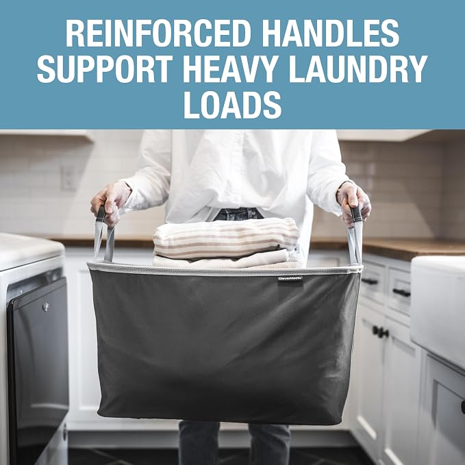 Collapsible Laundry Basket - Shadow Gray/Stone Gray (2PK) | Clear Floor Space Between Laundry Days | Each Basket Holds 55 lb, Stays Upright While Loading, and Folds to 1.25 Inches - Image 4