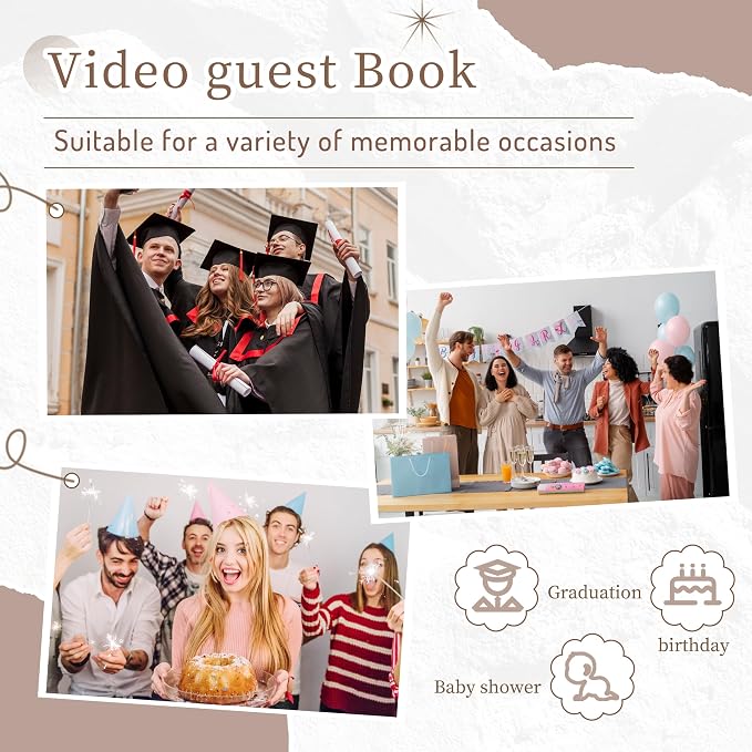 Video Audio Guest Book, Wedding Phone Customized Video Messages, Record Preserve Your Special Occasions, Ideal for a Variety of Memorable Party Occasions (Wall Phone,White) - Image 6
