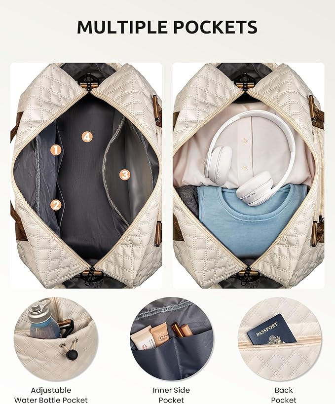 Birthday Gifts for Women-Initial Duffle Bag with Shoe Compartment | Personalized Weekender Bag, Monogram Overnight Bags, Letter Travel Bags with Makeup bag，Preppy Gifts for Girl (Letter V) - Image 5