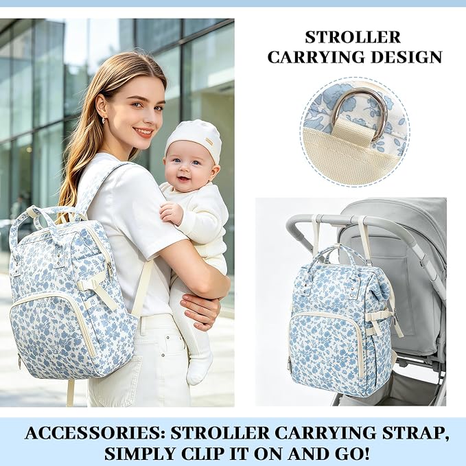 Diaper Bag Backpack,Baby Diaper Bag for Mom,Large Capacity Travel Nappy Bag | Boys Girls with Stroller Straps - Image 4