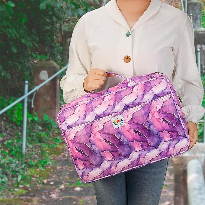 JAKAGO 480 Slots Colored Pencil Case Extra Large Capacity Pen Holder for Artist Painter Zipper Organizer Bag for Marker Highlighter Storage Case for Office Sketch Travel Supplies (Marble Purple) - Image 6