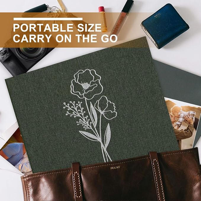 Lanpn 8.5x11 inch Scrapbook Photo Album, Linen Cover Archival Acid Free Top Load 3 Ring Binder Folder Photo Book 8.5 x 11 with 30 Plastic Sleeves 60 Pages (Green) - Image 6