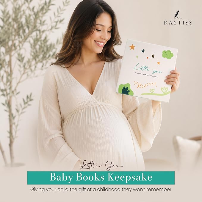 Baby Books Keepsake - Pregnancy Journal & Baby Memory Book, Age 0-5 | 120-page hardcover baby memory book with pregnancy journal, photo pockets, milestone pages, and letter envelope for age 21 - Image 2