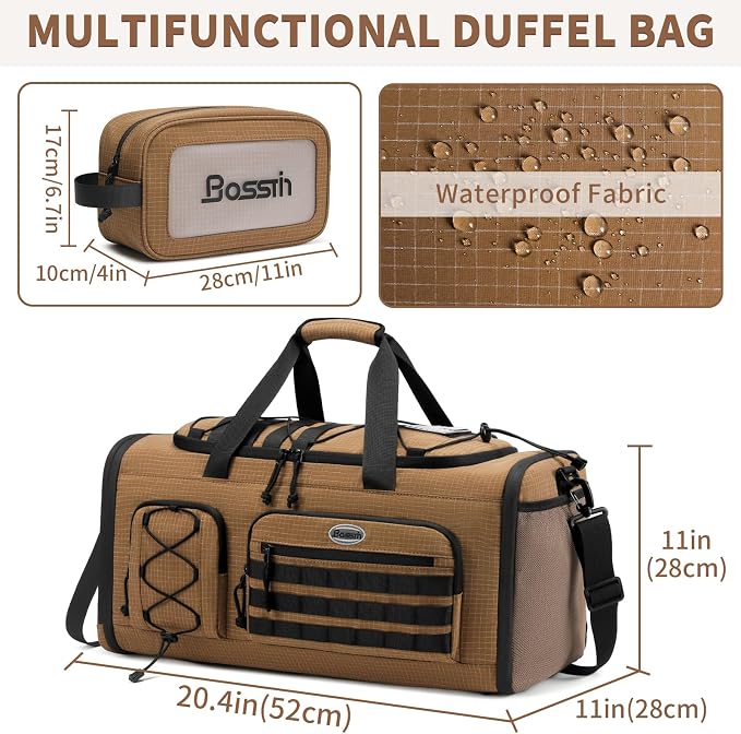 BOSSTIN Gym Bag for Men & Women, 45L-50L Expandable Sports Duffle Bag | Convertible Duffel Backpack, Comes with Toiletry Bag, Shoe Compartment & Wet Pocket, for Workout, Weekender, Overnight Travel - Image 2