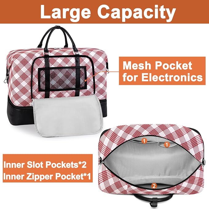 TIBES Travel Weekender Bag for Women, Overnight Bag with Shoe Compartment | 3PCS Large Travel Duffel Bag for Gym, Travel, Hospital, Business Trip, Carry On Tote, Wet & Dry Separation, Water Resistant - Image 4