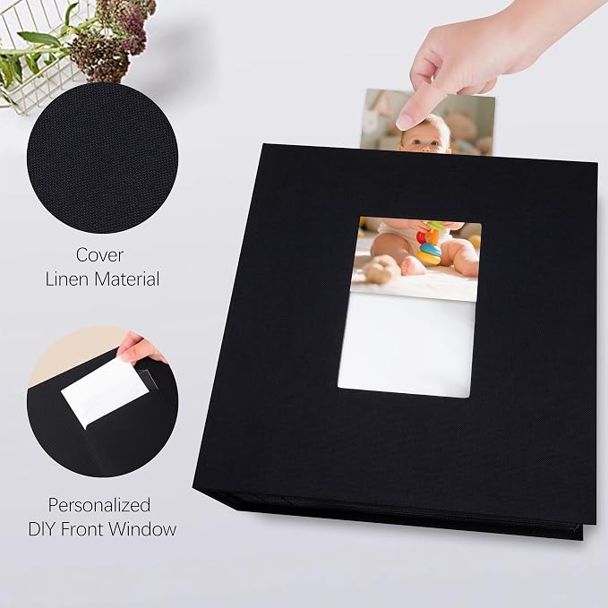 Aevdor 200 Pocket 8x10 Photo Album, Large Capacity Linen Cover Photo Album 8x10 Holds 200 8 x 10 Inch Pictures, Photo Book for Family, Wedding, Baby, Party, Holiday and Christmas Pictures Black&Beige - Image 5