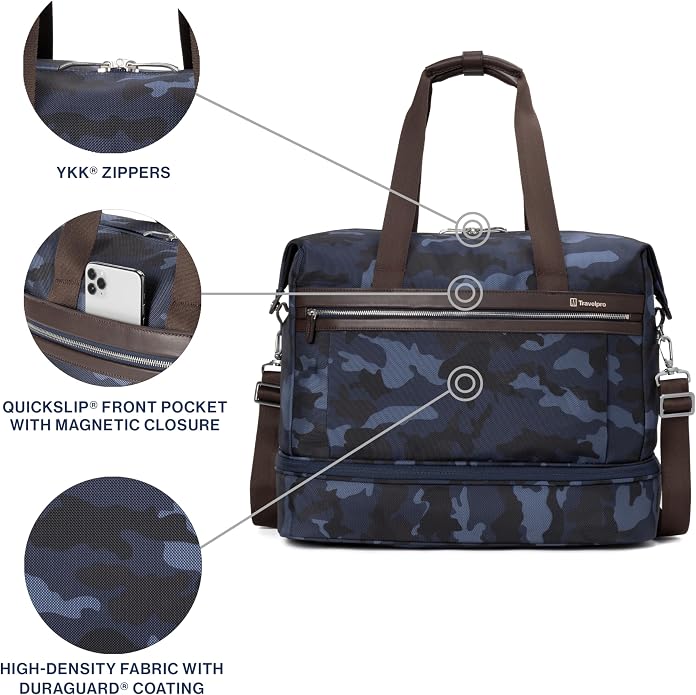 Travelpro Platinum Elite Carry on Soft Travel Drop-Bottom Weekender Bag, Overnight, Men and Women - Image 3
