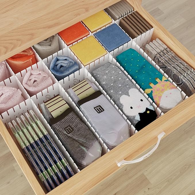 ALBAD Plastic Drawer Dividers Adjustable Drawer Organizer Dividers Separator for Tidying Clutter/Cutlery/Underwear/Socks/Clothes/Dresses/Boxes/Bins in Kitchen Bathroom Bedroom Office (8) - Image 5