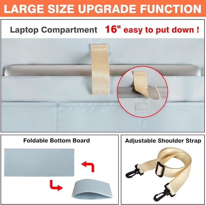 IBFUN Utility Tote Bag with 24 Pockets, Large Teacher Travel Tote for Women | Large Work Tote Bag 2pcs with Zipper for Travel Daily School Teacher Nurse, Large Lightweight Laptop Shoulder Bag Handbag - Image 5
