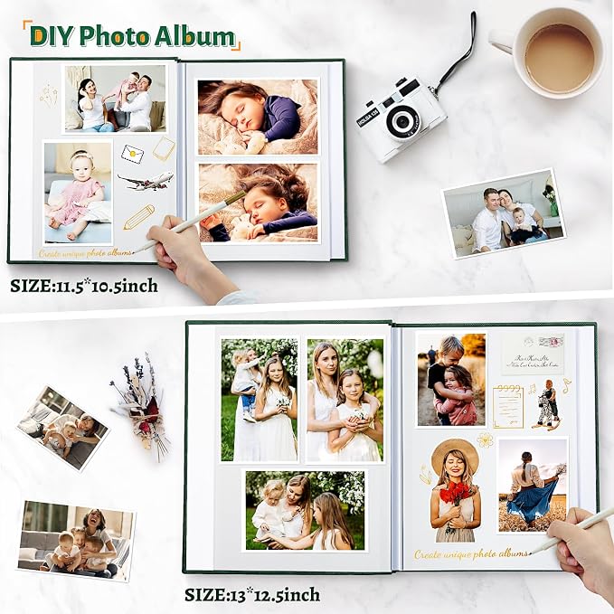 Artfeel Photo Album Self Adhesive Scrapbook,120 Pages Large Photo Book for 4x6,5x7,8x10 Pictures,DIY Album for Baby Wedding Family Travel Birthday,with Metallic Pen and Scraper - Image 3