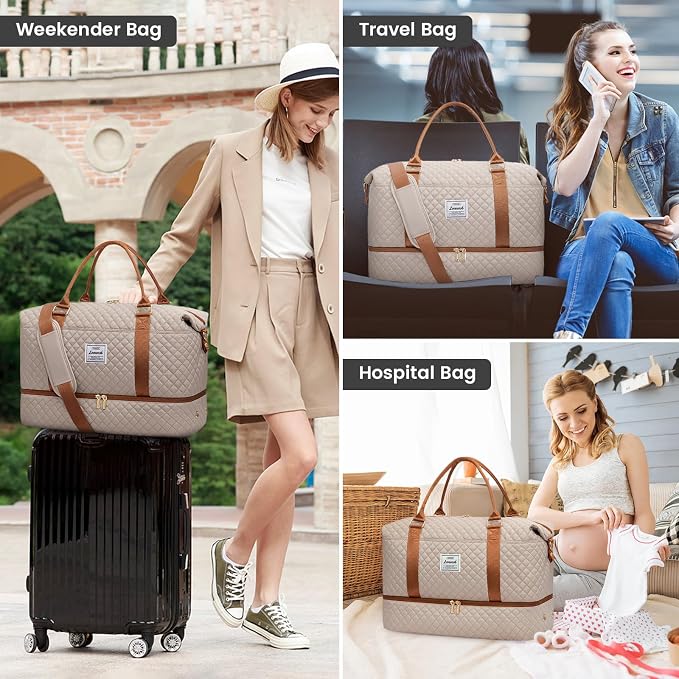 LOVEVOOK Travel Duffle Bag,Weekender Bags for Women with Shoe Compartment，Carry on Overnight Bag with Toiletry Bag,Gym Duffel Bag with Wet Pocket, Hospital Bags for Labor and Delivery - Image 6